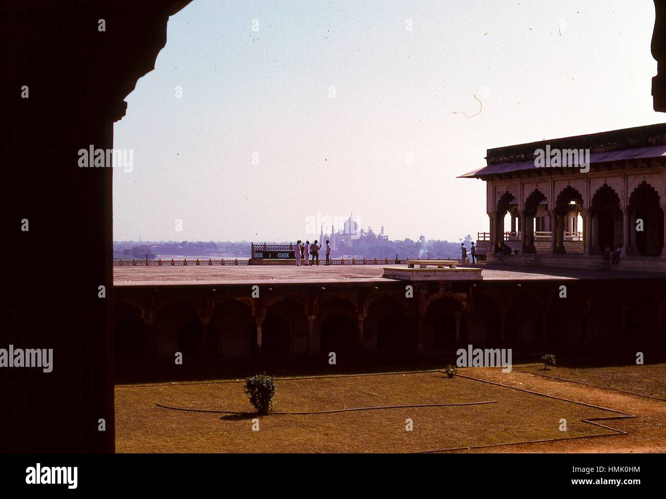 Panoramic view from the Agra Fort of the Taj Mahal at a great distance