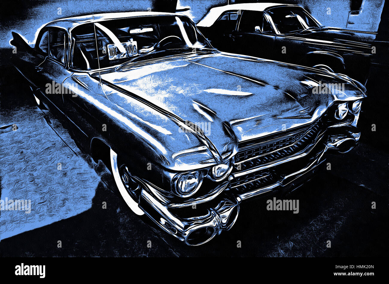 Illustrations Cadillac Coupe De Ville, Year 1959, front view Stock Photo