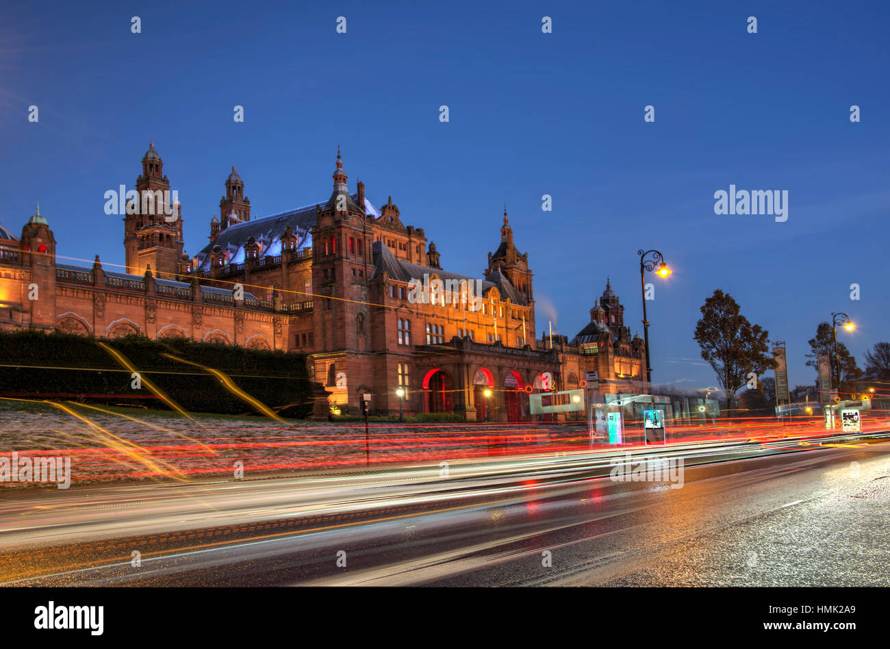 Kelvingrove Art Gallery and Museum, Glasgow at night. Stock Photo