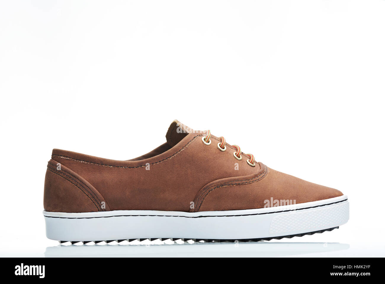 side view leather brown sneaker men catalog Stock Photo