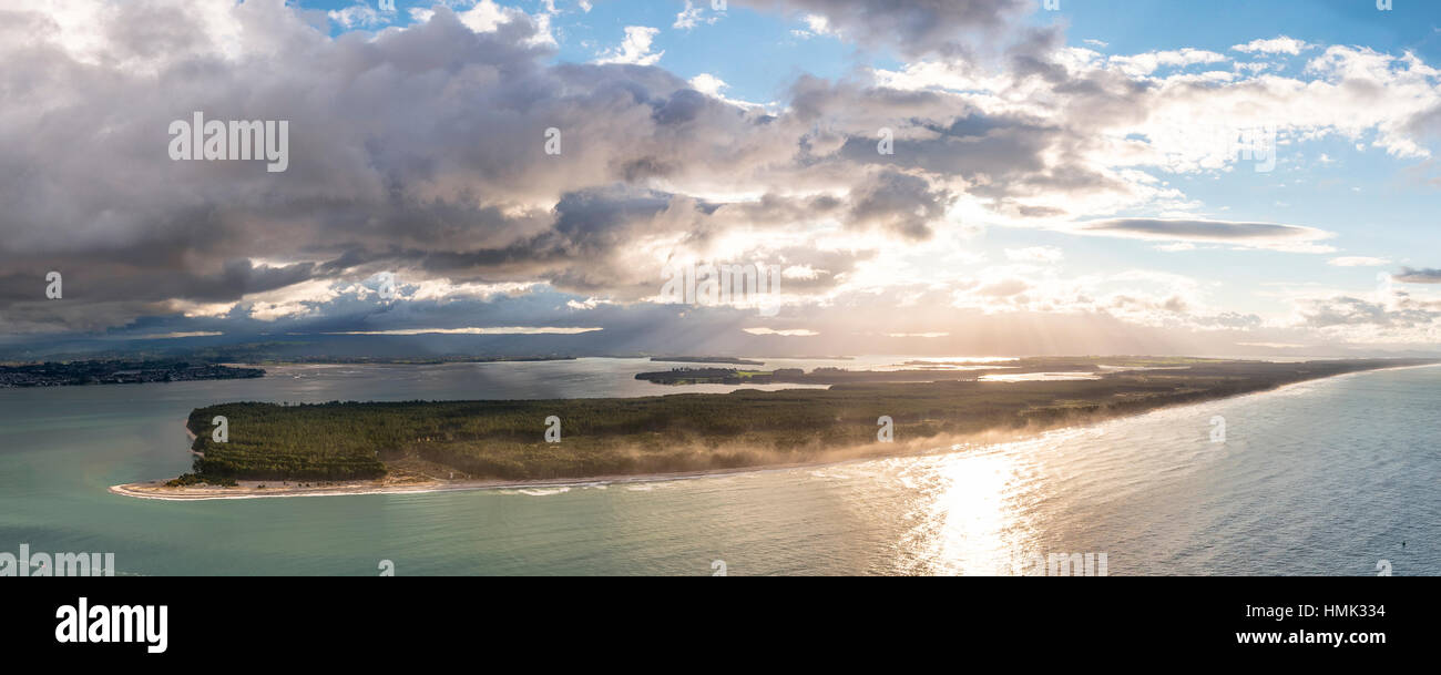 Panoramic view of Matakana Island, view from Mount Maunganui, Bay of Plenty Region, North Island