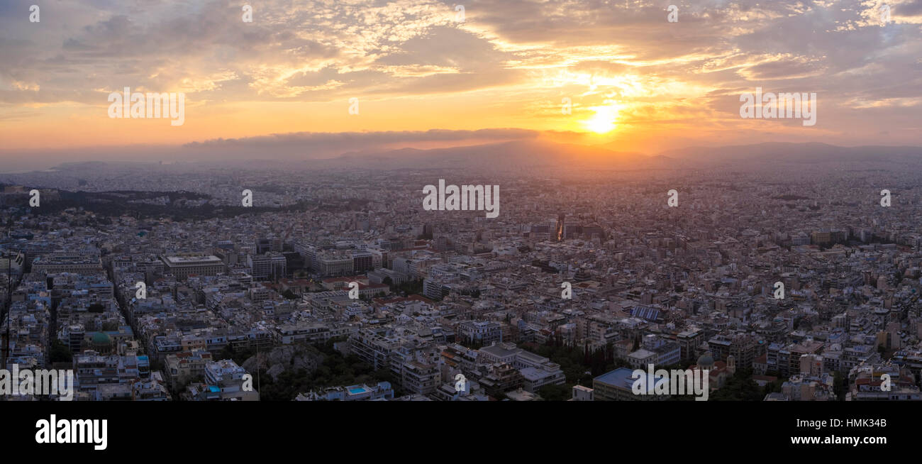 Cityscape, sunset, Athens, Greece Stock Photo