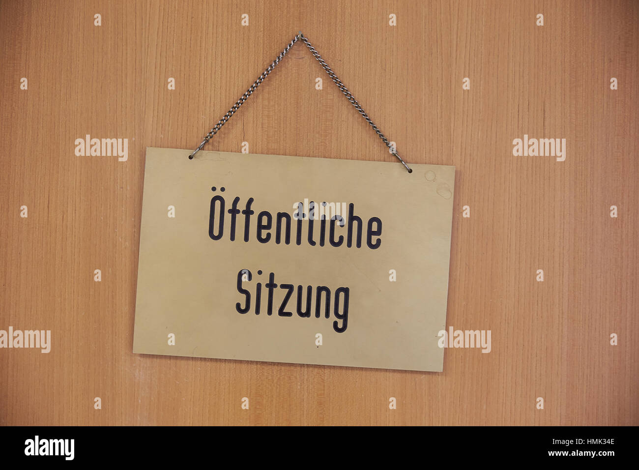 Sign Public Meeting, District Court, Germany Stock Photo