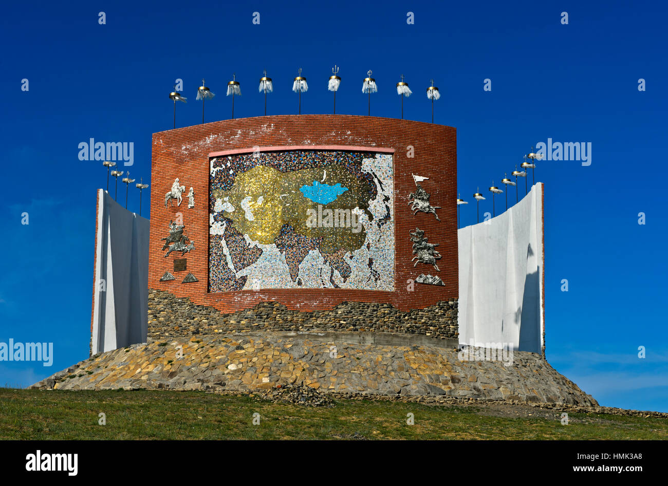 Monument to Mongolian Great Empire, Great Imperial Map Monument, Kharkhorin, Mongolia Stock Photo
