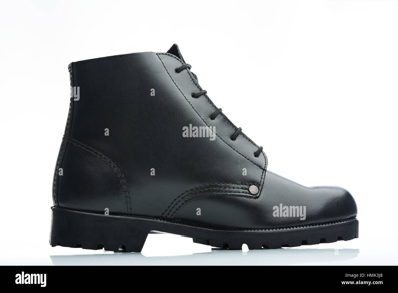 side view catalog style black leather classic men boot Stock Photo Alamy