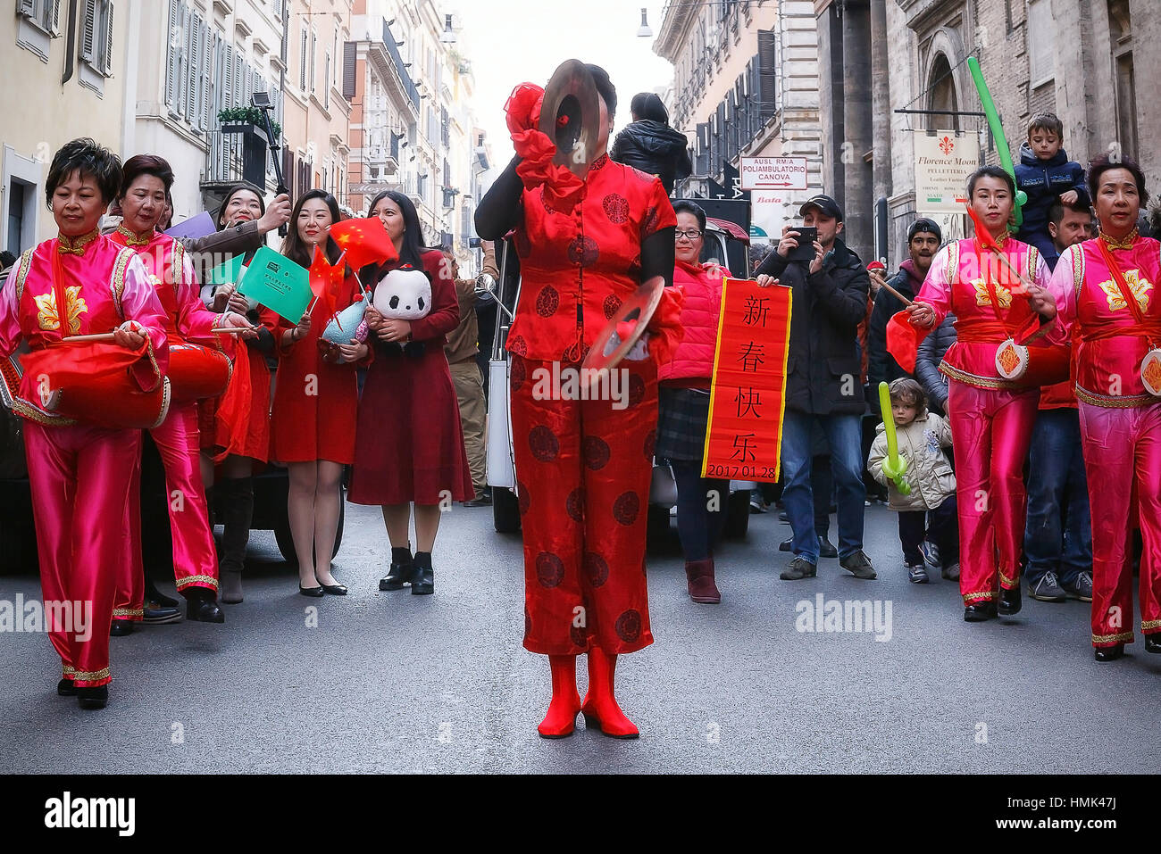 Rome, Italy January 28, 2017 Chinese women in traditional dress