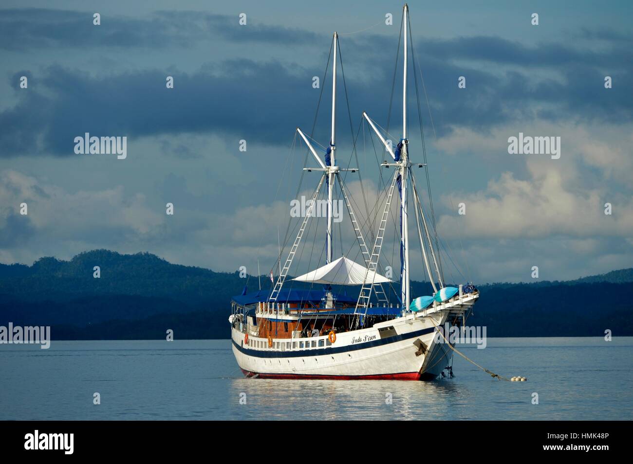 Sailing boat in Raja Empat islands,West Papua province,Eastern Indonesia. Stock Photo