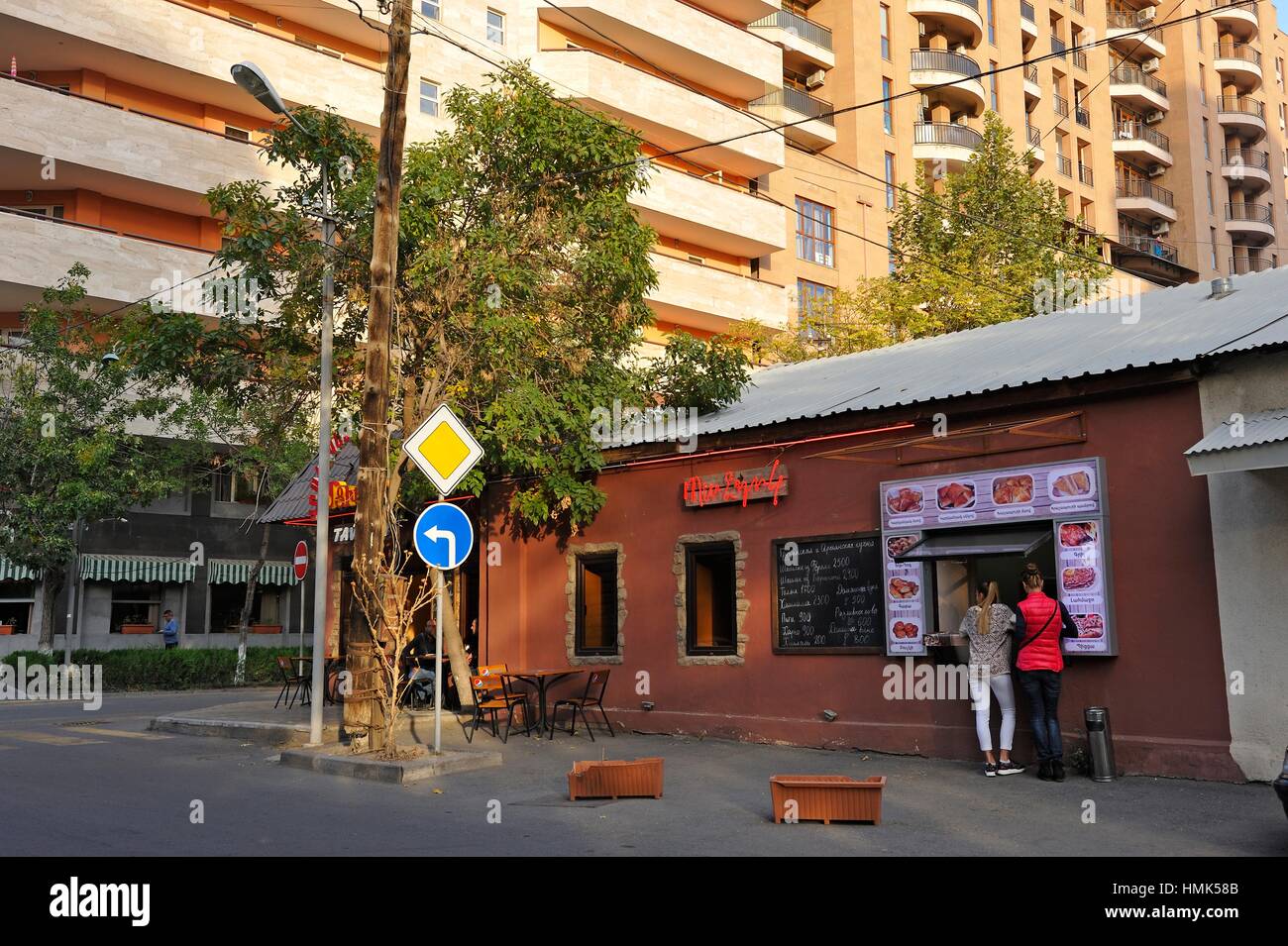 bar and fastfood, Yeznik Koghabatsi street, Yerevan, Armenia, Eurasia Stock Photo Alamy