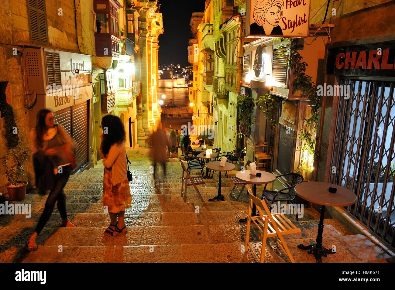 terrace of Cafe Society in San Gwann street, Valletta, Malta, Southern Europe Stock Photo Alamy
