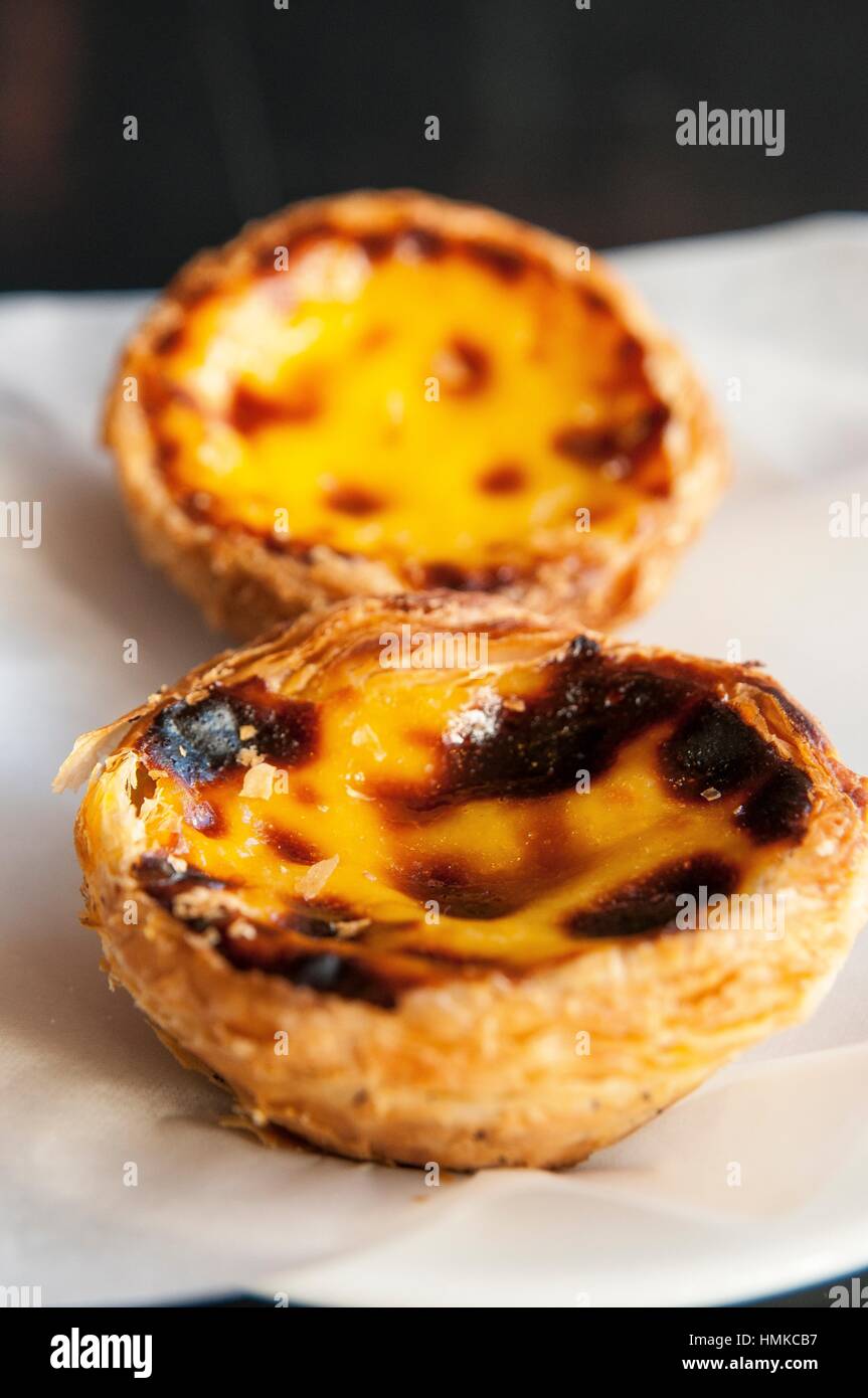 "Pasteis de Belem", Portuguese typical cake. Lisbon. Portugal Stock