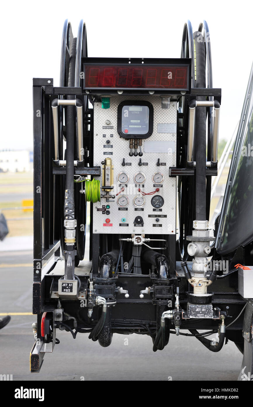 Control Panel Of A Refuelling Truck Fuel Bowser At The Farnborough Stock Photo Alamy