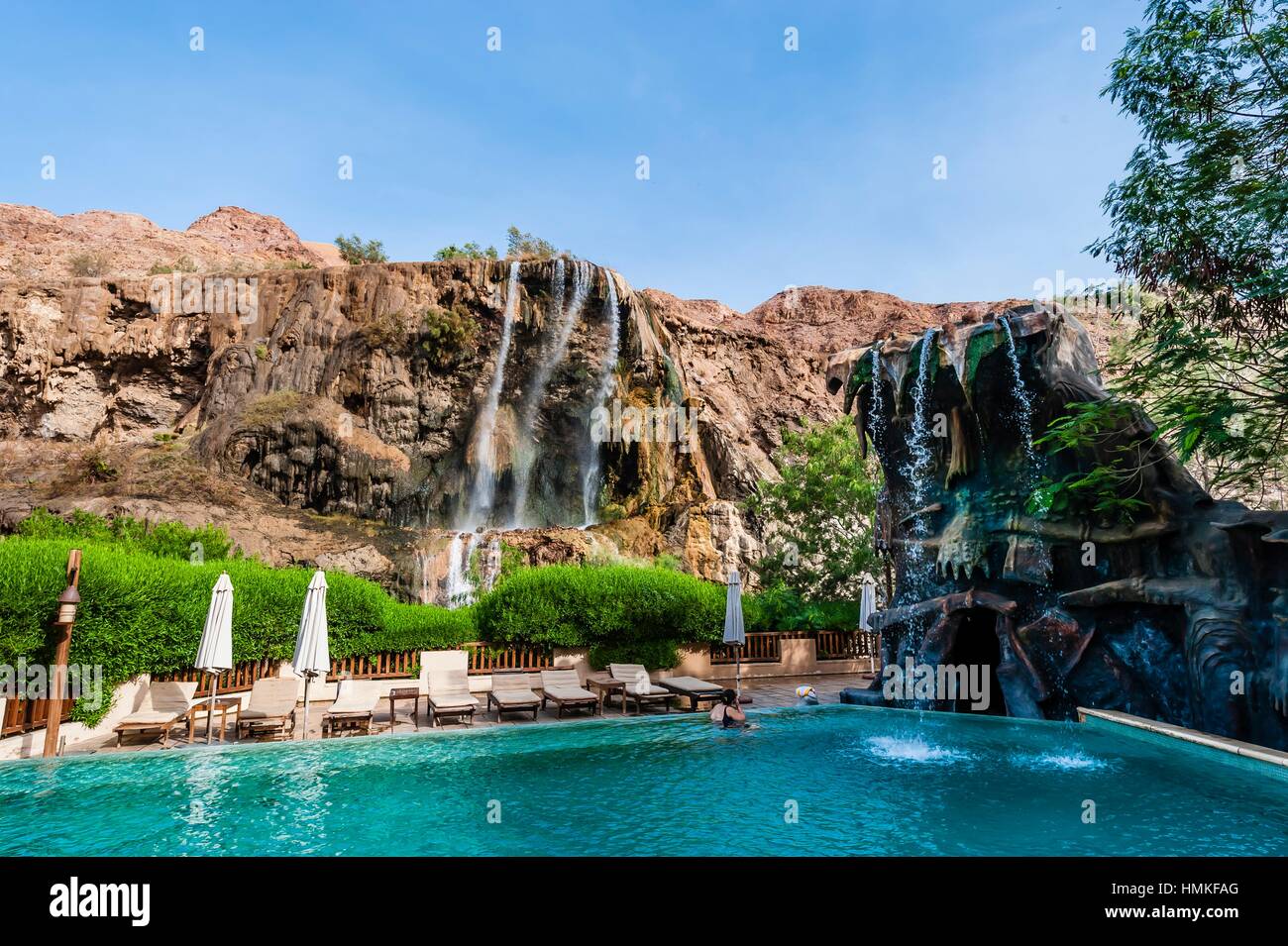 Swimming pool, Evason Ma´in Hot Resort, Jordan Stock Photo - Alamy
