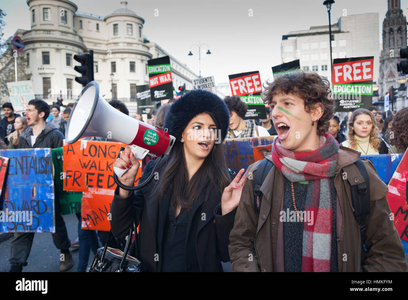 Student protest against education fees. They marched through London ...
