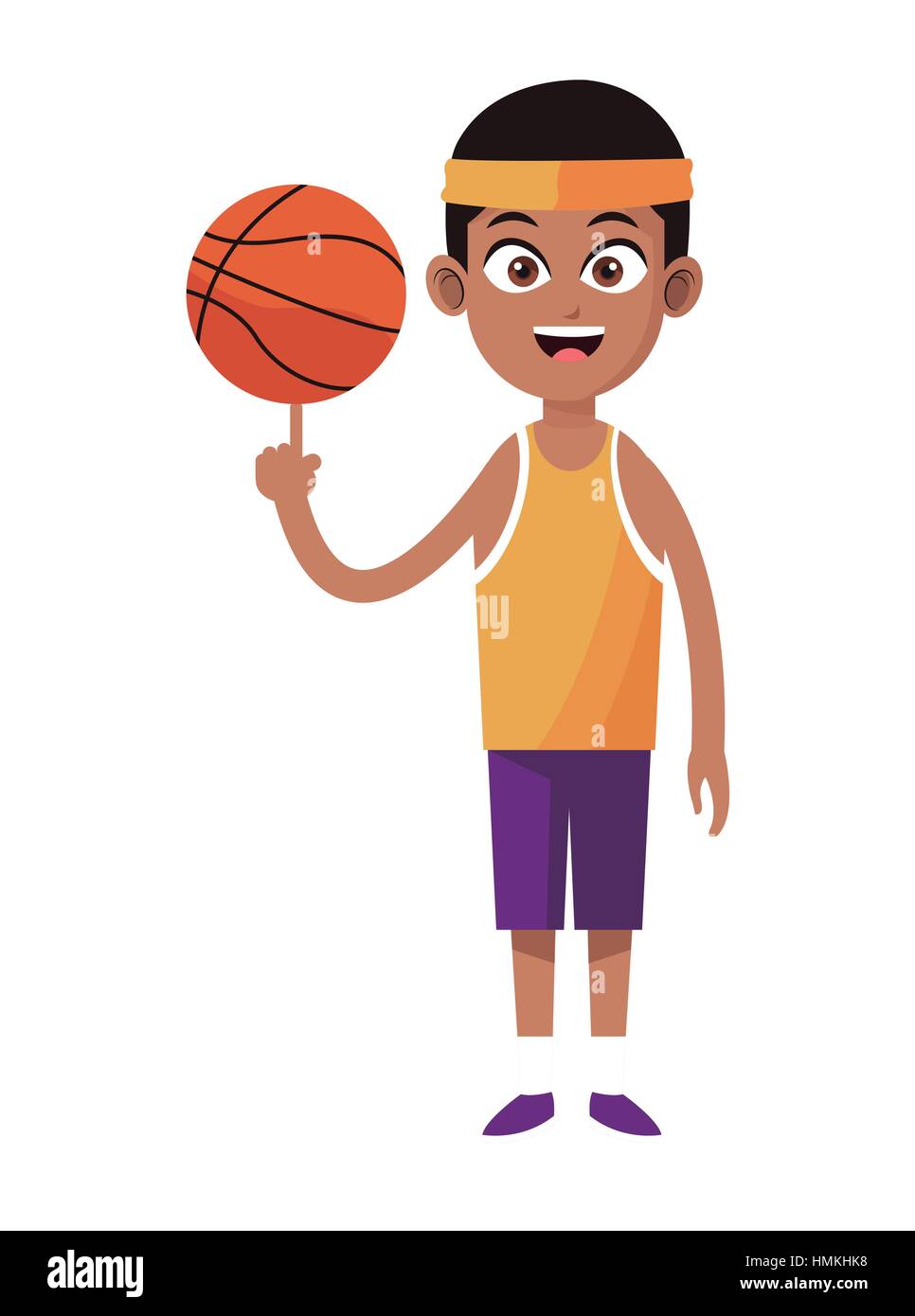 afroamerican man player basketball with uniform headband Stock Vector