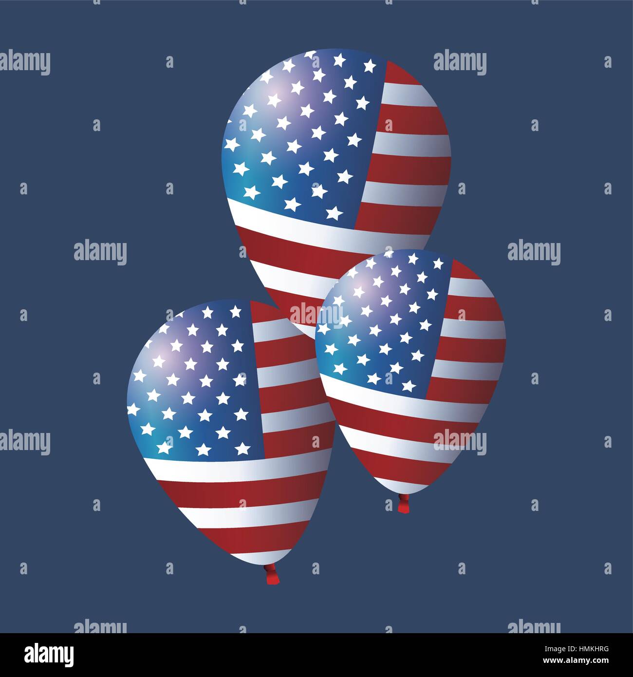 set flag balloons president day decorative celebration Stock Vector