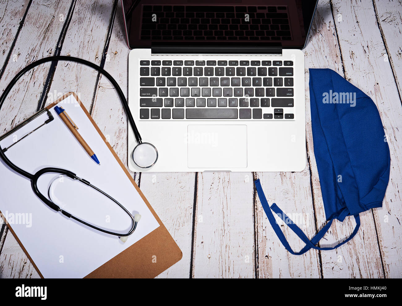 wooden table of doctor view from top Stock Photo - Alamy
