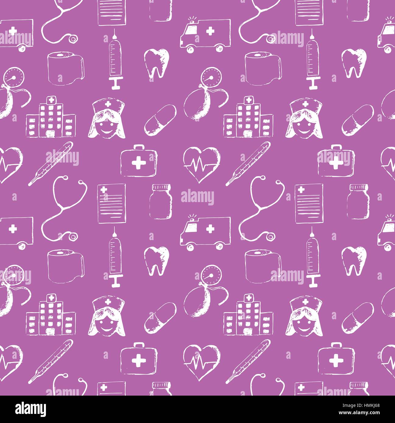 Pink Medical Pattern Pink seamless pattern-medical items. This illustration is drawn with a ...