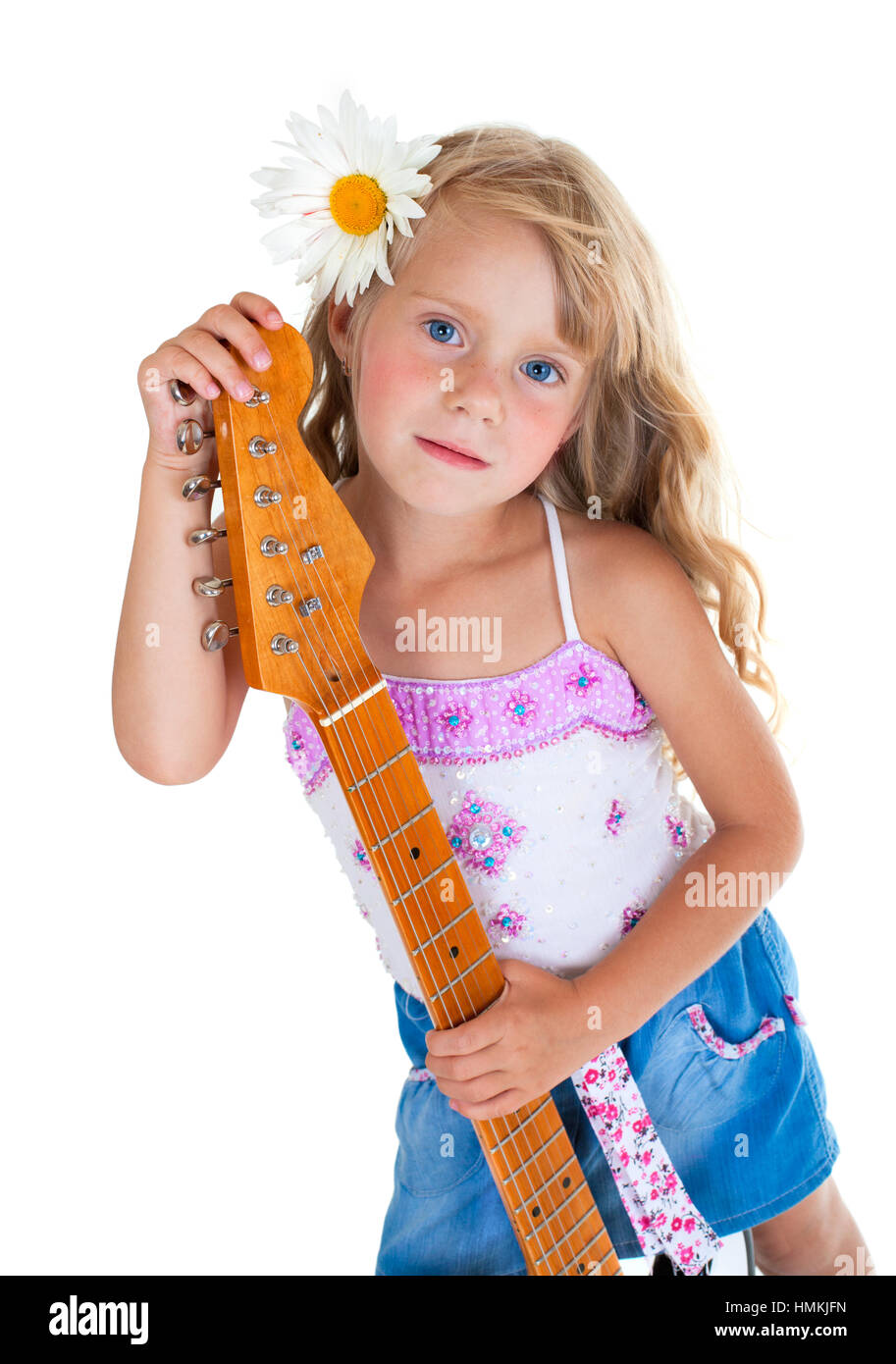 Little girl playing electric guitar Stock Photo - Alamy