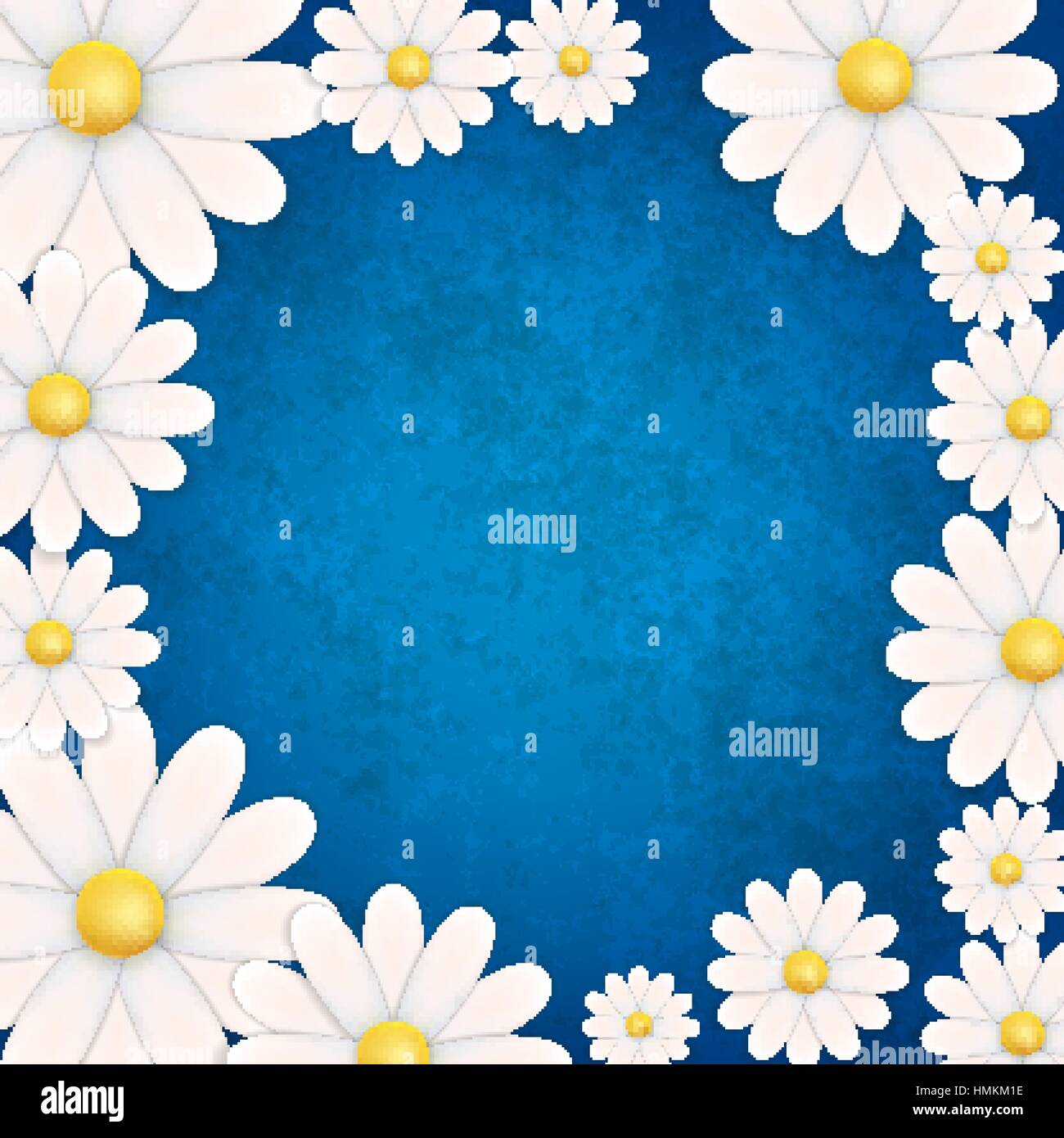 abstract floral background with chamomiles on blue Stock Vector Image ...