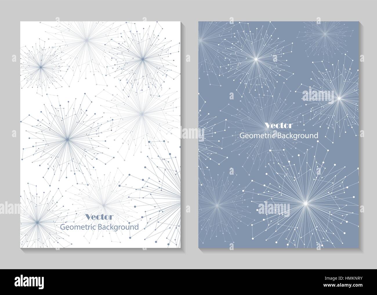 Modern vector templates for brochure cover in A4 size. Abstract geometric background with connected lines and dots. Business, science, medicine and te Stock Vector