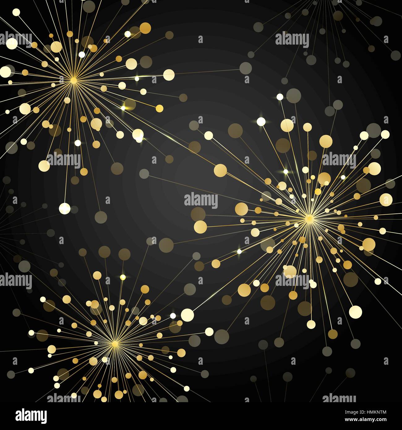 Gold abstract fireworks on dark background. Vector illustration Stock ...