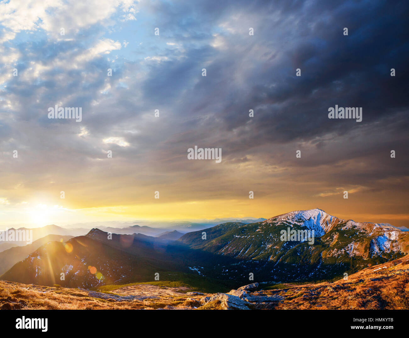 Mountain peaks covered with snow Stock Photo - Alamy