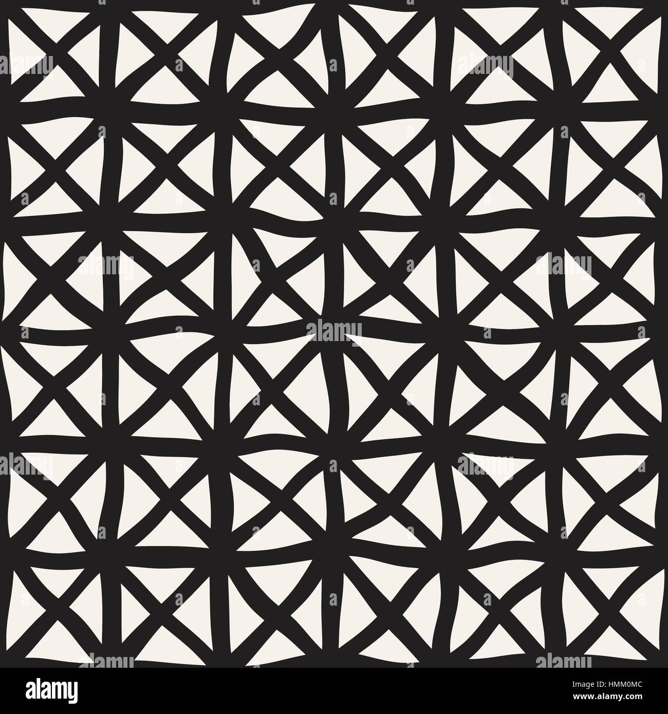 Hand Drawn Line Lattice. Vector Seamless Black and White Pattern Stock ...