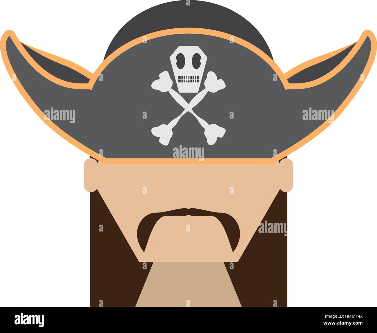 pirate face beard hat with skull bones vector illustration eps 10 Stock ...
