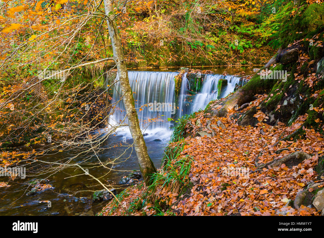 Weir on Stock Ghyll at Ambleside in the Lake District National Park, Cumbria, England. Stock Photo
