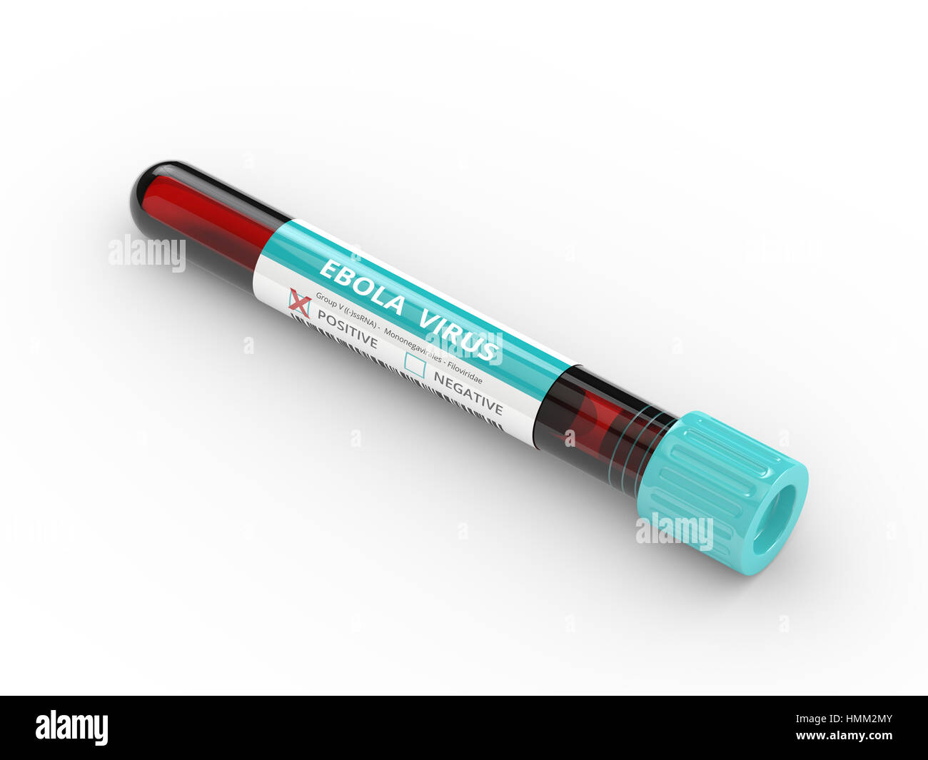 3D rendering of test tube with Ebola virus blood sample isolated over ...