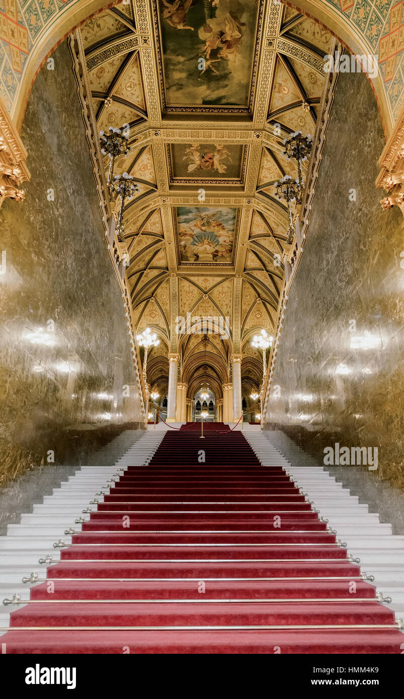 Grand staircase Parliament. Budapest. Hungary Stock Photo