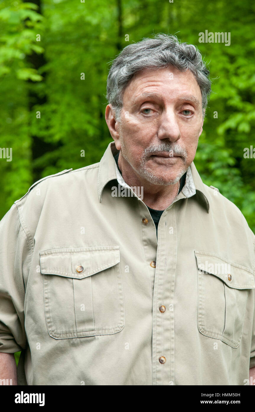 Portrait of author and screenwriter William Peter Blatty standing on his deck at home in Maryland in 2009. Stock Photo