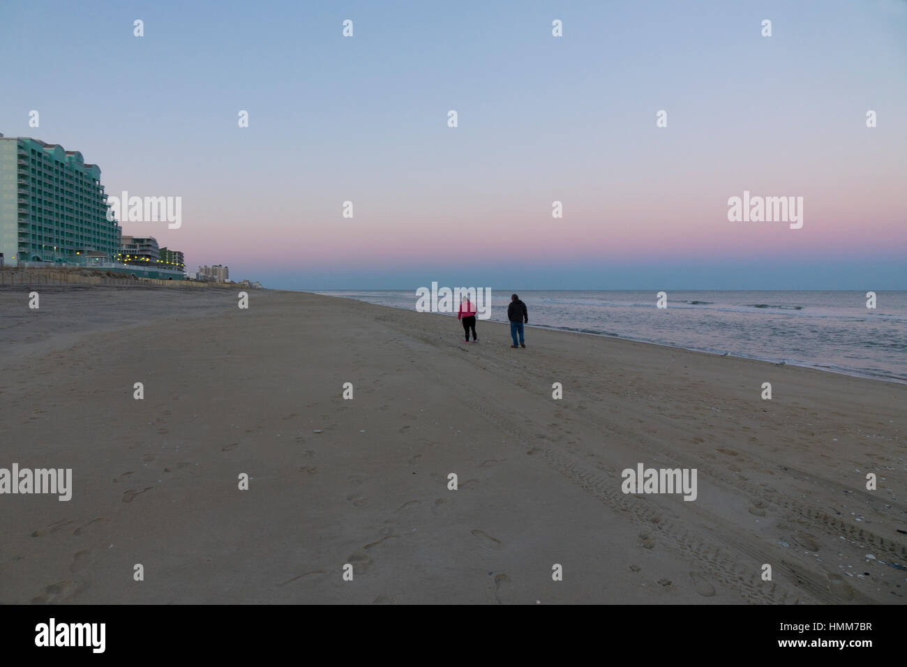 USA, Maryland MD Empty beach in winter Ocean CIty Stock Photo