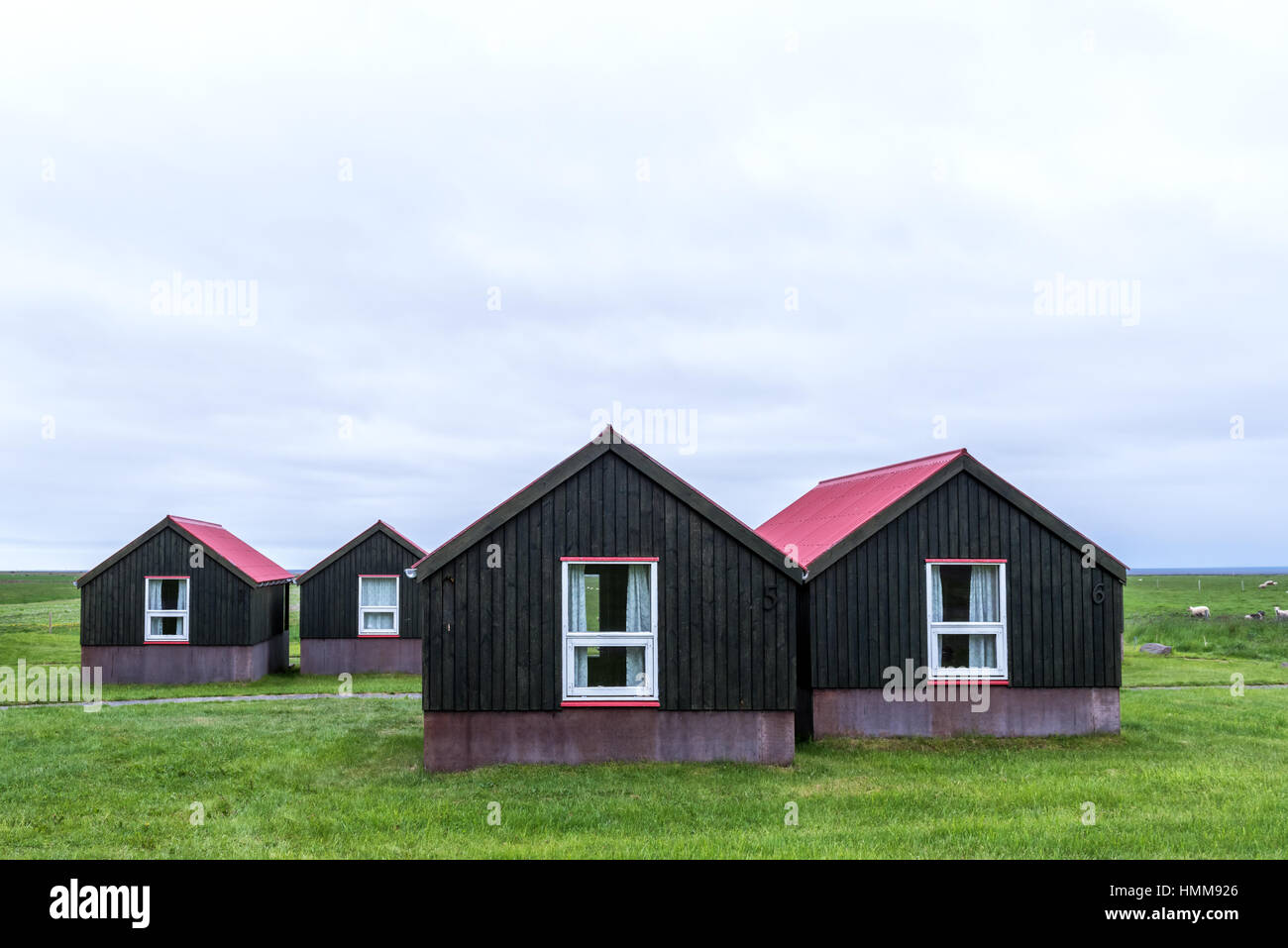 Small camping houses in Iceland Stock Photo