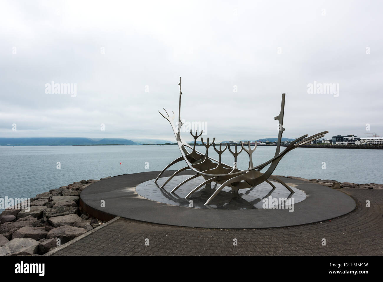 Famous solfar sculpture in Reykjavik, Iceland. Stock Photo