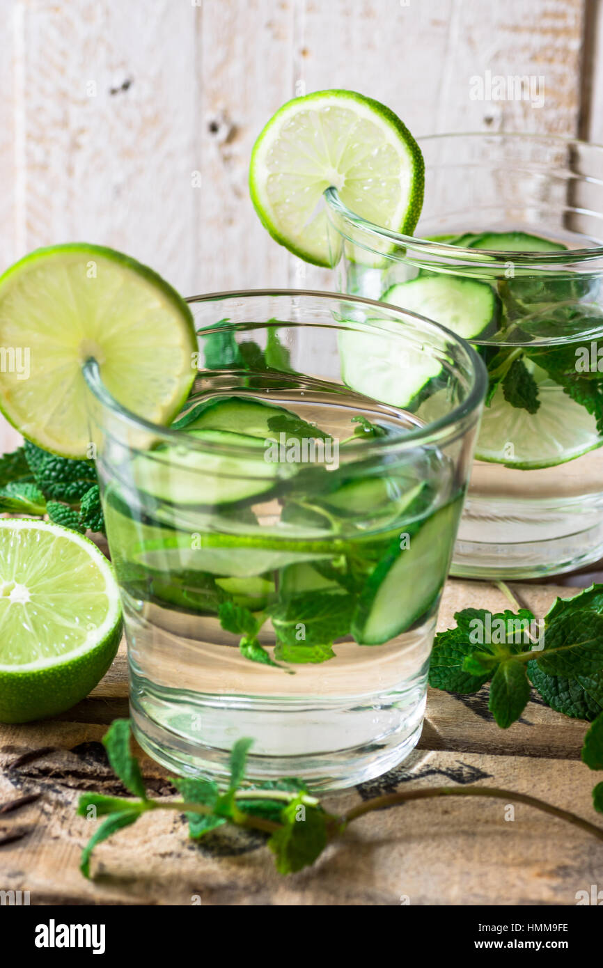 https://c8.alamy.com/comp/HMM9FE/glasses-with-infused-detox-cucumber-water-with-fresh-mint-and-lime-HMM9FE.jpg