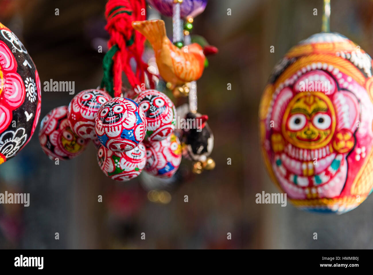 Beautiful handmade decorative items at a shop for sale. The crafts of