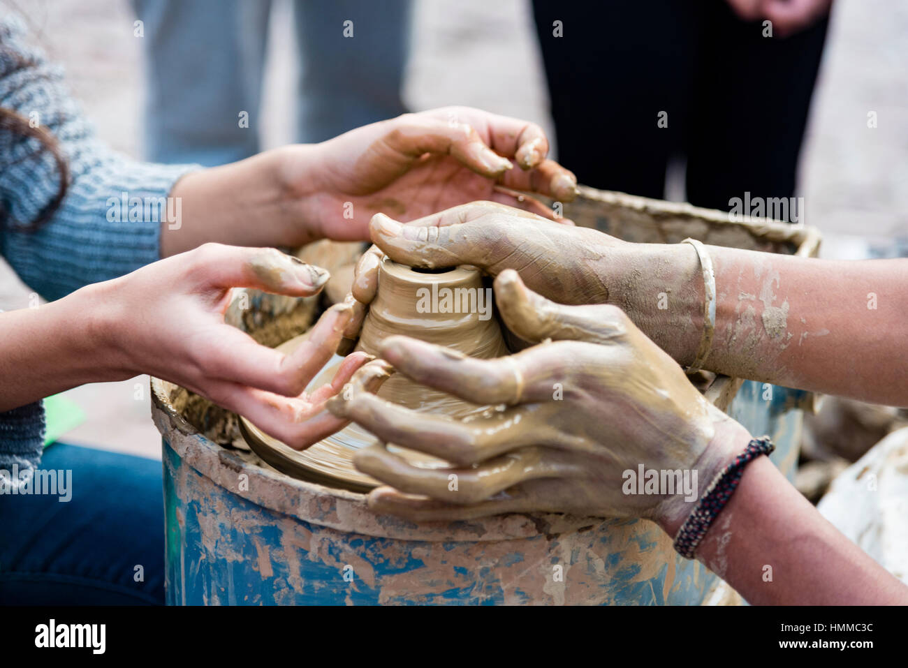 A potter giving pottery making lesson Stock Photo Alamy