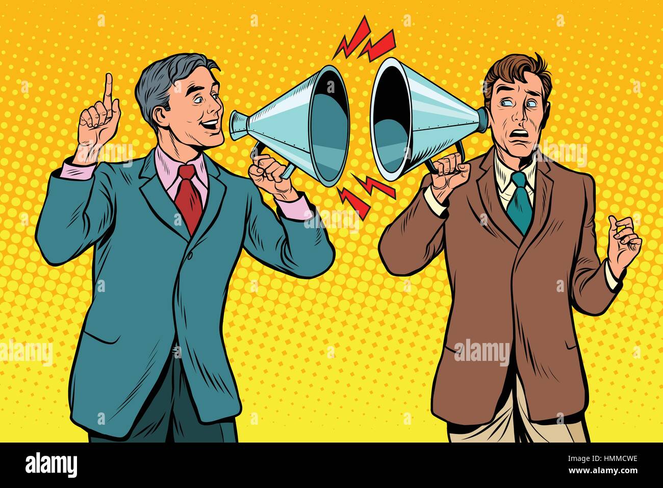 Vintage a dialogue between two people, campaigning politics and Stock Vector