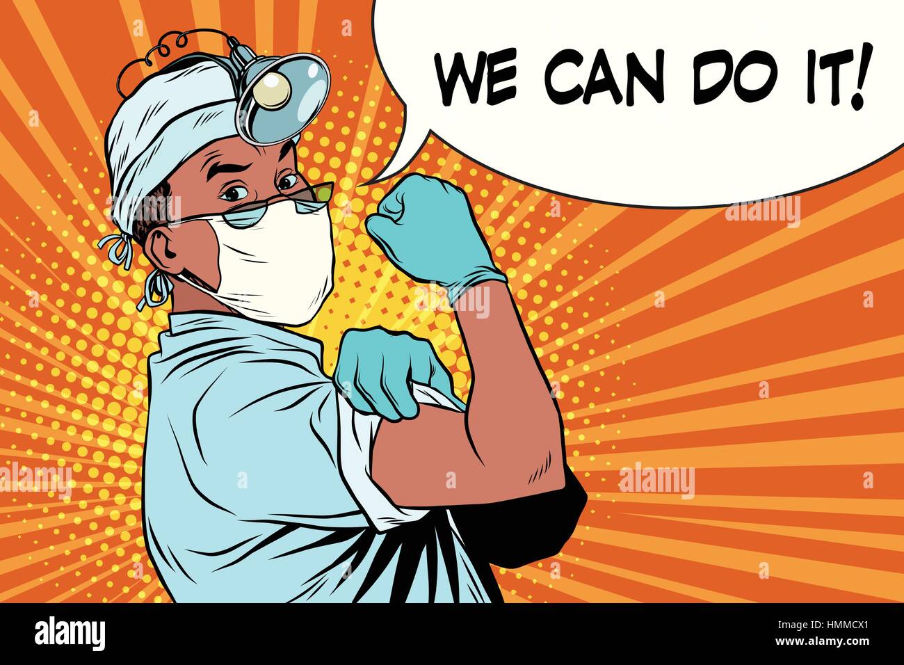 we can do it doctor African American Stock Vector