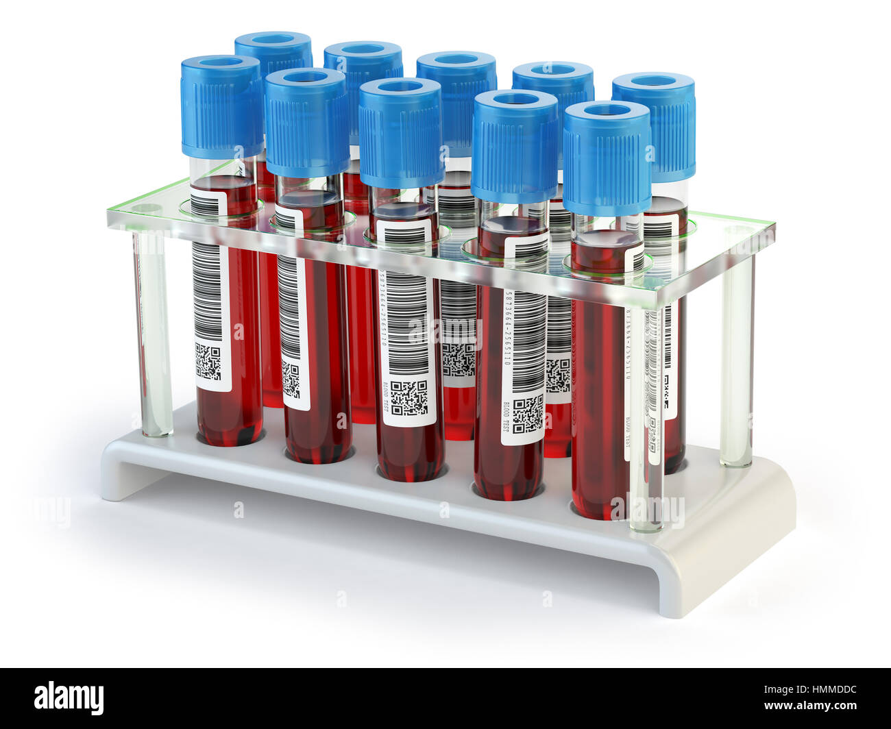 Blood test samples tubes isolated on white background. 3d illustration ...