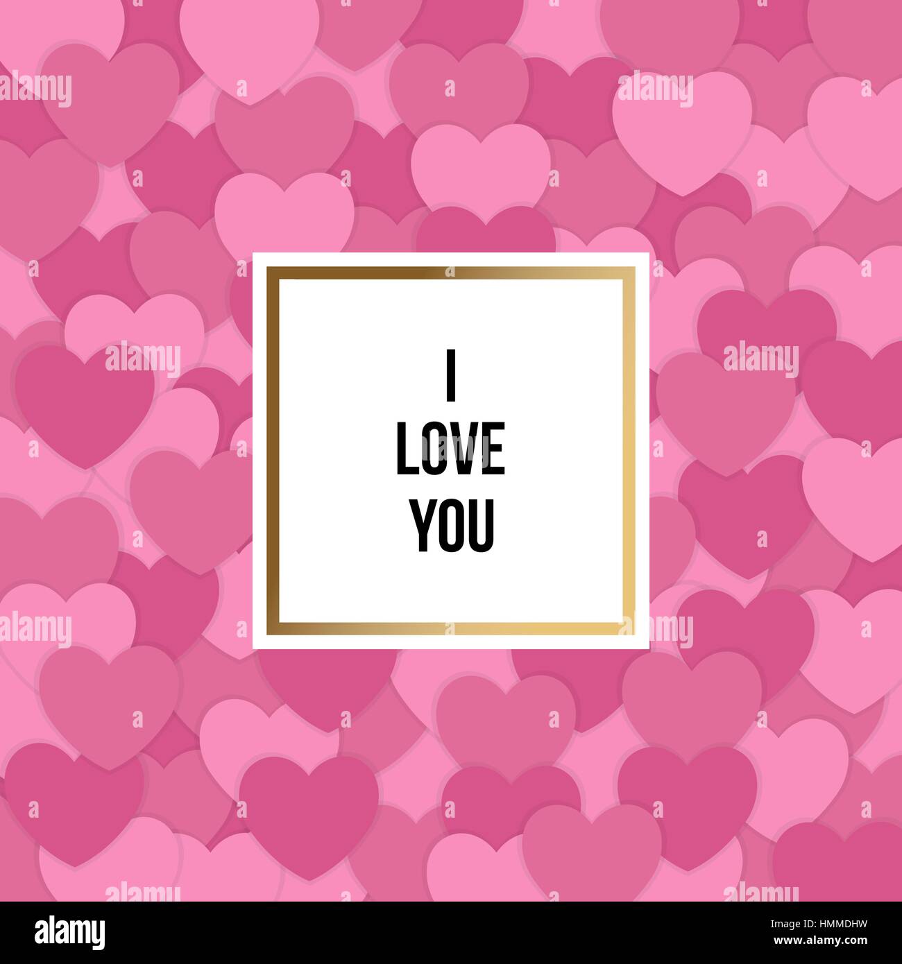 I love you card design with pink hearts. Valentine's day. Vector ...