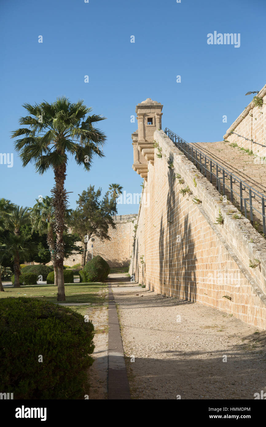 Rampart walls in old city fortress Akko (Acre), Israel, 2016 Stock Photo