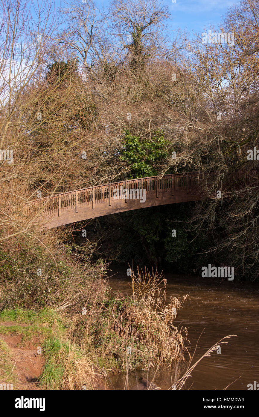Footbridge over the River Otter, at Otterton Devon,on the "Beaver Trail