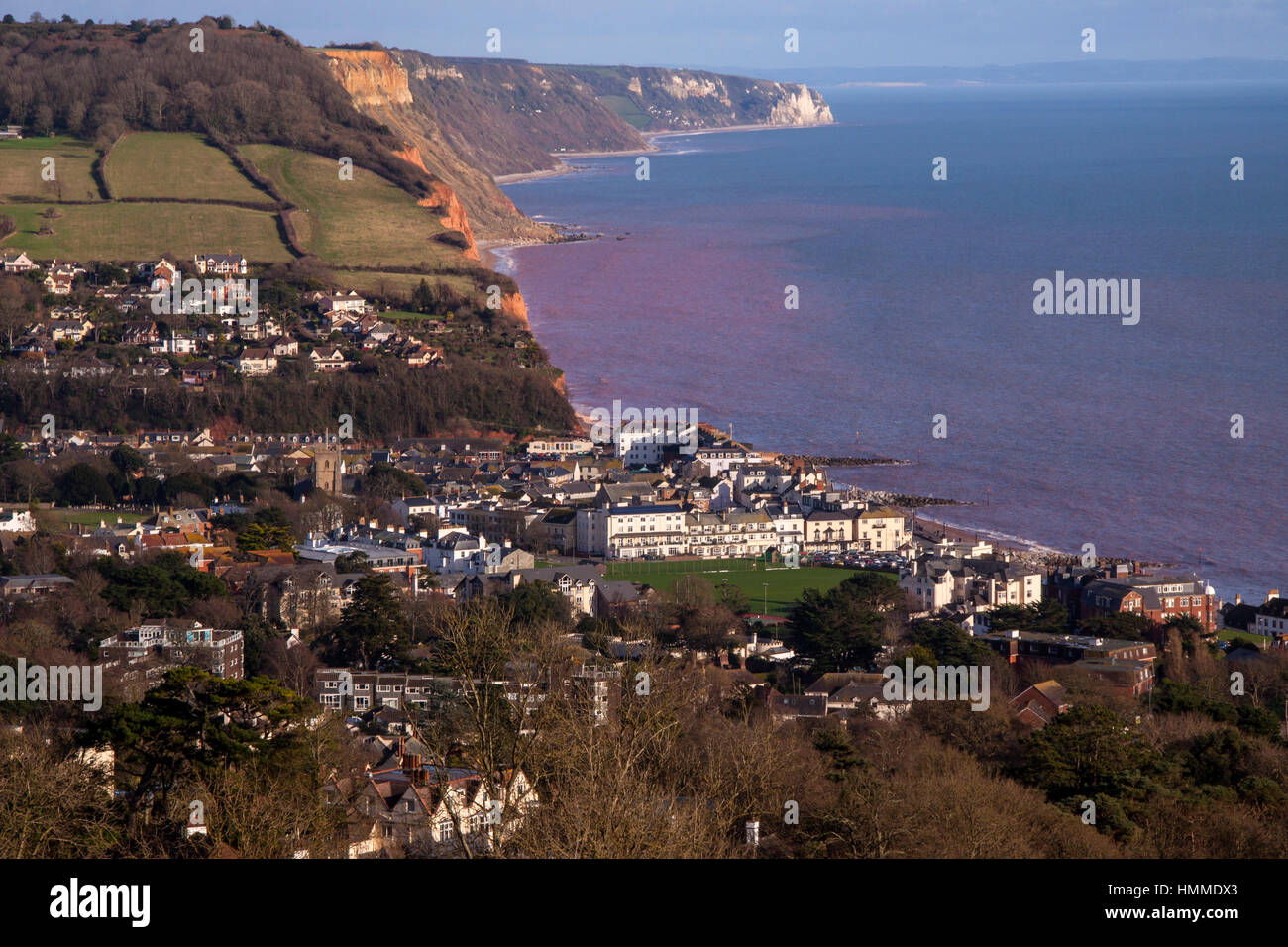 Sidmouth. View of Sidmouth, Devon, from Peak Hill Stock Photo Alamy