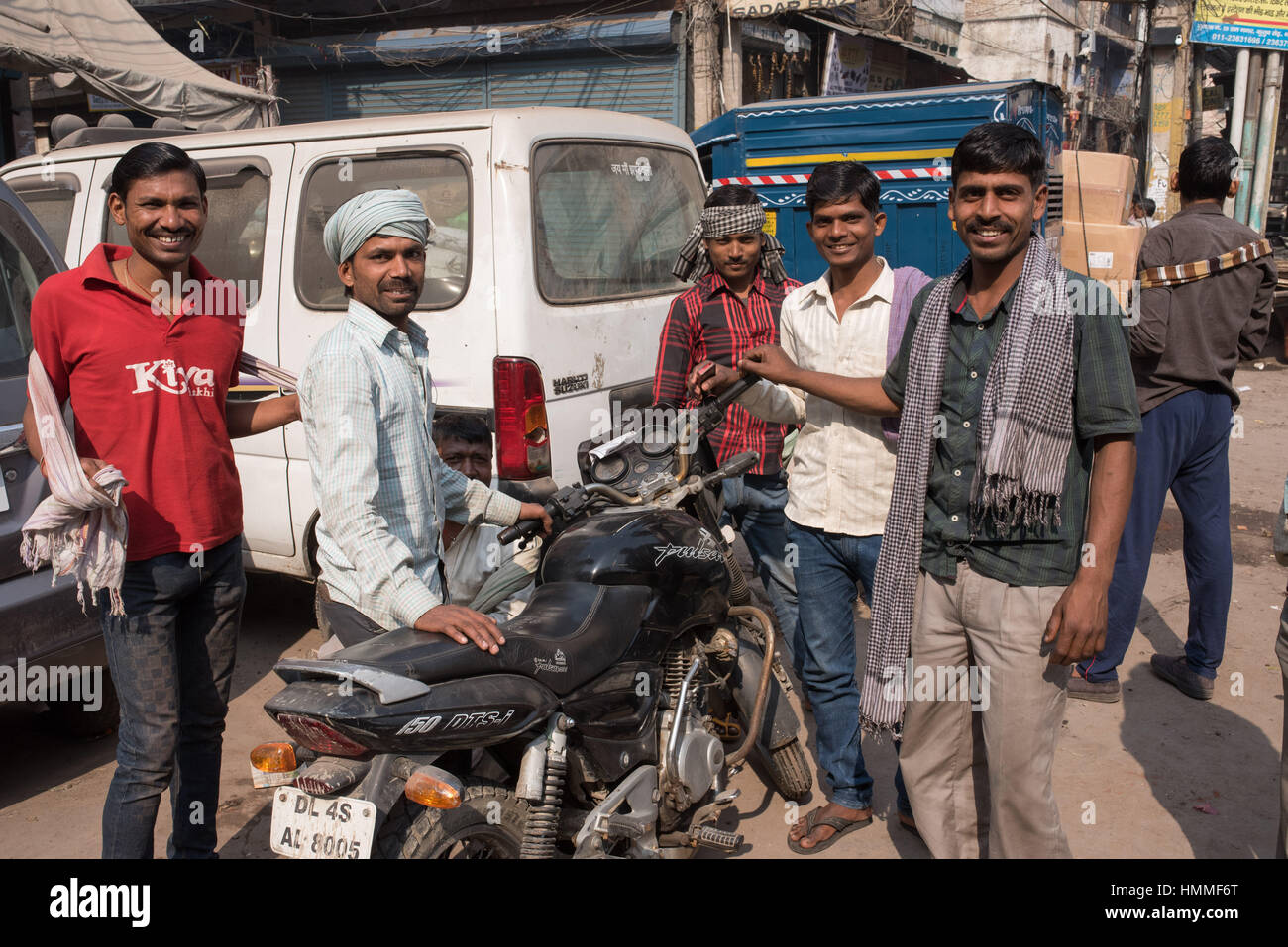 Five Indian men posing for a photograph Stock Photo