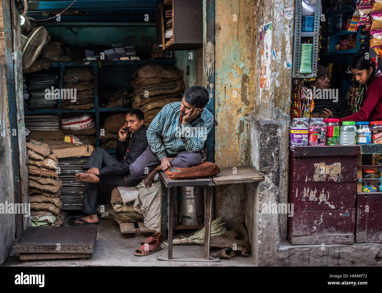 Shop vendors, old delhi Stock Photo Alamy