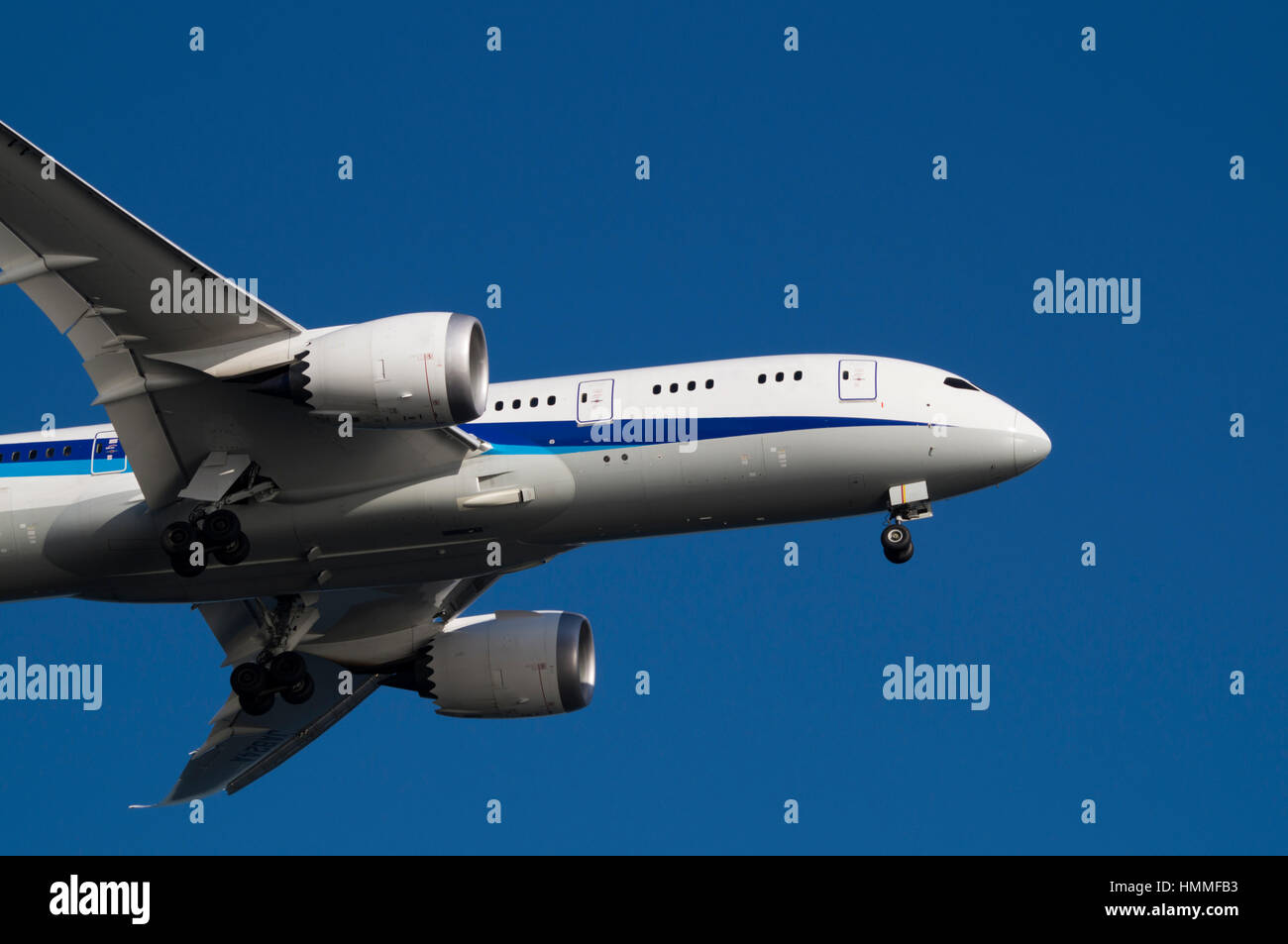 Boeing 787-8 landing to the Haneda International Airport, Japan. Stock Photo