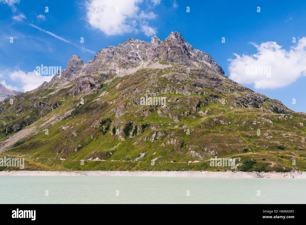The Silvretta Stausee Reservoir Lake in Summer, Austria in front of the Lobspitze Stock Photo
