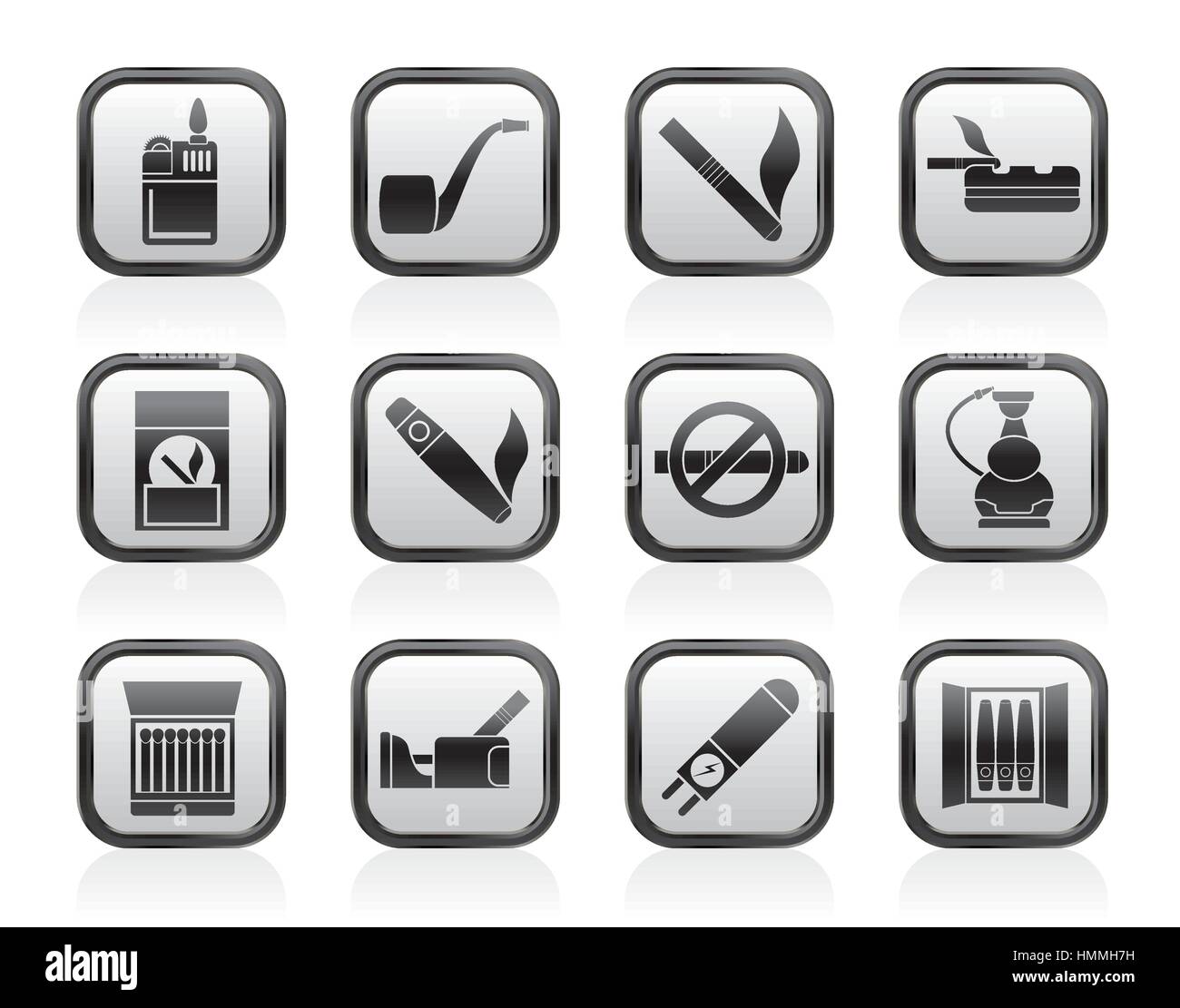 Smoking and cigarette icons Stock Vector